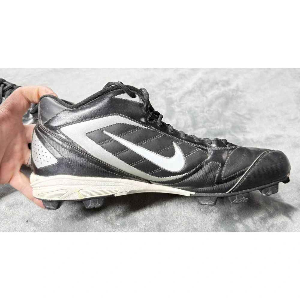 Nike Football Cleat Shoes Mens Size 13‎ Black White Mid Molded 375559-011